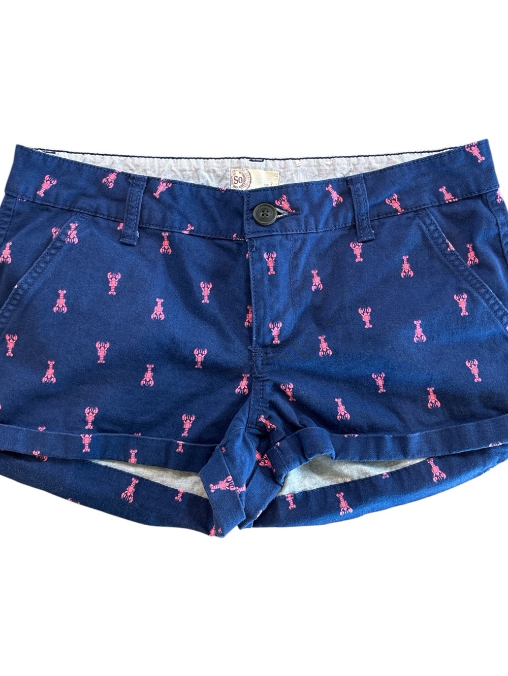 Heritage Navy Shorts with Pink Lobster Embroidery